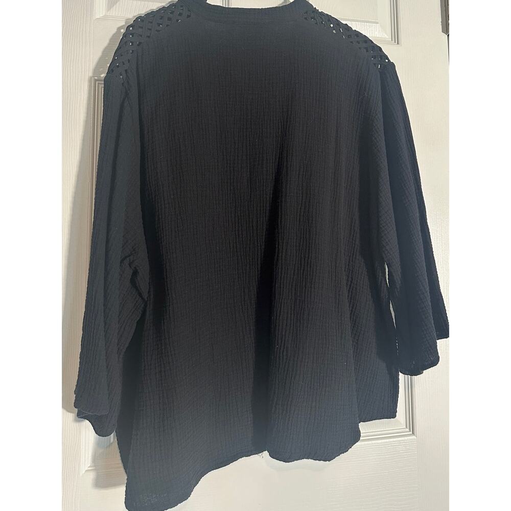Cynthia Rowley Women's Black Textured Top - Size 3X - Picture 6 of 8
